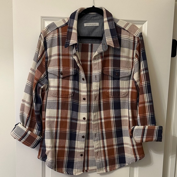 Outerknown Tops - Outerknown Plaid Shirt - Navy, Rust, and Cream